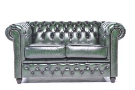 Chesterfield Bank Original Leer | 2-zits | Antiek Groen | 12 jaar garantie