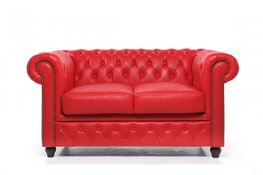 Chesterfield Bank Original Leer | 2-zits | Rood | 12 jaar garantie