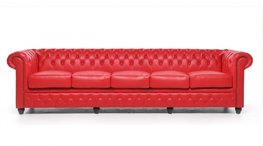 Chesterfield Bank Original Leer | 5-zits | Rood | 12 jaar garantie