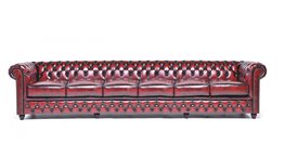 Chesterfield Bank Original Leer | 6-zits | Antiek Rood | 12 jaar garantie