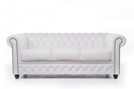 Chesterfield Bank Original Leer | 3-zits | Wit | 12 jaar garantie