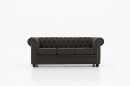 Chesterfield Bank Original Stof |3-zits | Pitch Bruin | 12 jaar garantie