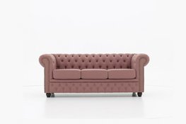 Chesterfield Bank Original Stof | 3-zits | Pitch Oud Roze | 12 jaar garantie