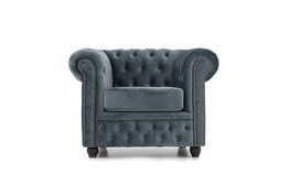 Chesterfield Fauteuil Original Fluweel | Grijs | 12 jaar garantie