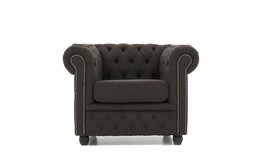 Chesterfield Fauteuil Original Stof | Pitch Bruin | 12 jaar garantie