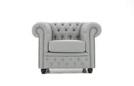 Chesterfield Fauteuil Original Stof | Pitch Licht Grijs | 12 jaar garantie
