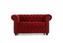 Chesterfield Bank Original Fluweel | 2-zits | Rood | 12 jaar garantie