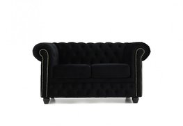 Chesterfield Bank Original Fluweel | 2-zits | Zwart | 12 jaar garantie