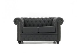 Chesterfield Bank Original Stof |2-zits | Pitch Donker Grijs | 12 jaar garantie