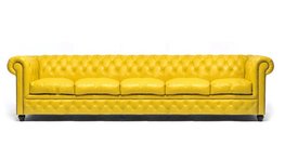 Chesterfield Bank Original Leer | 5-zits | Geel | 12 jaar garantie