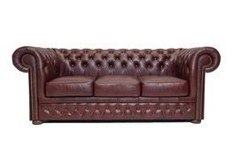 Chesterfield Bank  First Class Leer | 3-zits | Cloudy Rood| 12 jaar garantie