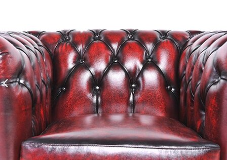 Chesterfield Fauteuil Original Leer | Antiek Rood | 12 jaar garantie