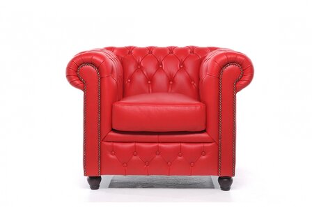 Chesterfield Fauteuil Original Leer | Rood | 12 jaar garantie