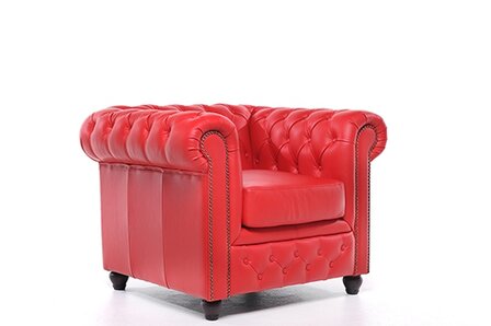 Chesterfield Fauteuil Original Leer | Rood | 12 jaar garantie