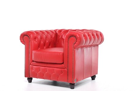 Chesterfield Fauteuil Original Leer | Rood | 12 jaar garantie