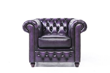 Chesterfield Fauteuil Original Leer | Antiek Paars | 12 jaar garantie