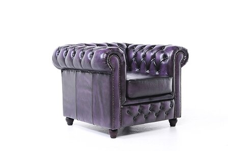 Chesterfield Fauteuil Original Leer | Antiek Paars | 12 jaar garantie