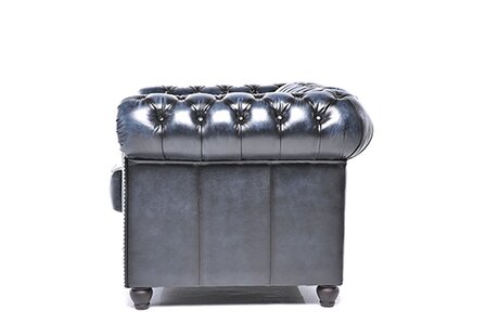 Chesterfield Bank Original Leer | 2-zits | Antiek Blauw | 12 jaar garantie