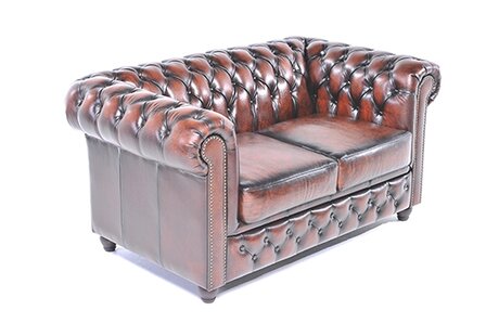 Chesterfield Bank Original Leer | 2-zits | Antiek Bruin | 12 jaar garantie