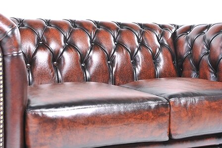 Chesterfield Bank Original Leer | 2-zits | Antiek Bruin | 12 jaar garantie