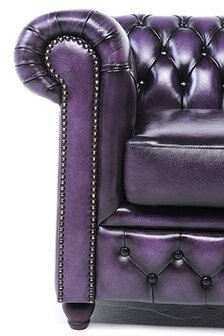 Chesterfield Bank Original Leer | 2-zits | Antiek Paars | 12 jaar garantie