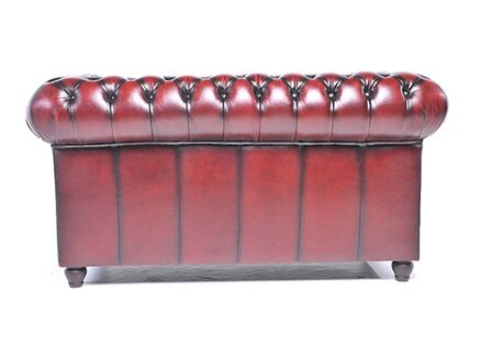 Chesterfield Bank Original Leer | 2-zits | Antiek Rood | 12 jaar garantie