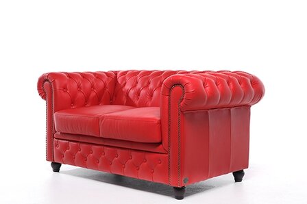 Chesterfield Bank Original Leer | 2-zits | Rood | 12 jaar garantie