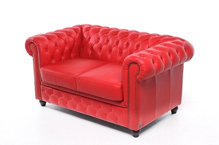 Chesterfield Bank Original Leer | 2-zits | Rood | 12 jaar garantie