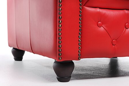 Chesterfield Bank Original Leer | 5-zits | Rood | 12 jaar garantie