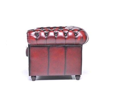 Chesterfield Bank Original Leer | 6-zits | Antiek Rood | 12 jaar garantie