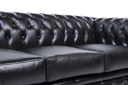 Chesterfield Bank Original Leer | 6-zits | Zwart | 12 jaar garantie