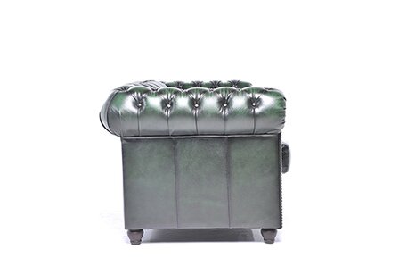 Chesterfield Bank Original Leer | 5-zits | Antiek Groen | 12 jaar garantie