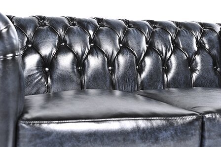 Chesterfield Bank Original Leer | 4-zits | Antiek Blauw | 12 jaar garantie