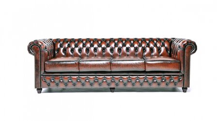 Chesterfield Bank Original Leer | 4-zits | Antiek Bruin | 12 jaar garantie