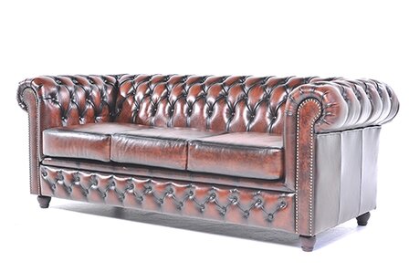 Chesterfield Bank Original Leer | 3-zits | Antiek Bruin | 12 jaar garantie