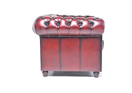 Chesterfield Bank Original Leer | 3-zits | Antiek Rood | 12 jaar garantie