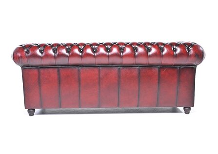 Chesterfield Bank Original Leer | 3-zits | Antiek Rood | 12 jaar garantie