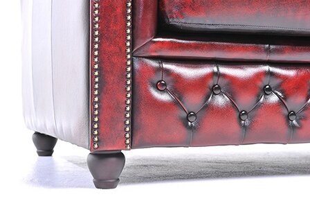 Chesterfield Bank Original Leer | 3-zits | Antiek Rood | 12 jaar garantie