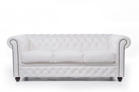 Chesterfield Bank Original Leer | 3-zits | Wit | 12 jaar garantie