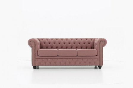 Chesterfield Bank Original Stof | 3-zits | Pitch Oud Roze | 12 jaar garantie