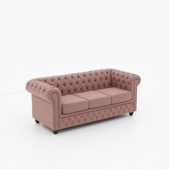 Chesterfield Bank Original Stof | 3-zits | Pitch Oud Roze | 12 jaar garantie