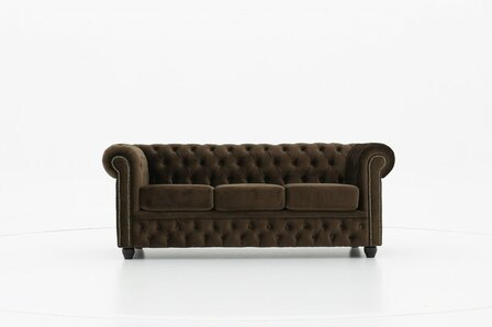 Chesterfield Bank Original Fluweel |3-zits | Bruin | 12 jaar garantie