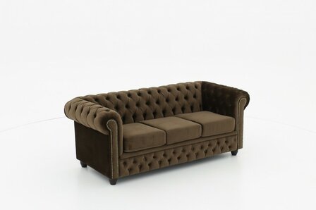 Chesterfield Bank Original Fluweel |3-zits | Bruin | 12 jaar garantie