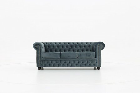 Chesterfield Bank Original Fluweel | 3-zits | Grijs | 12 jaar garantie