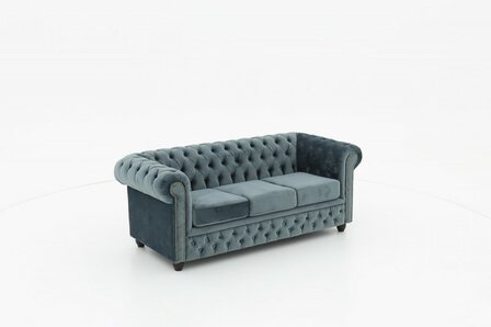 Chesterfield Bank Original Fluweel | 3-zits | Grijs | 12 jaar garantie