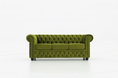 Chesterfield Bank Original Fluweel | 3-zits | Groen | 12 jaar garantie