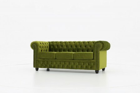 Chesterfield Bank Original Fluweel | 3-zits | Groen | 12 jaar garantie