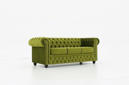 Chesterfield Bank Original Fluweel | 3-zits | Groen | 12 jaar garantie