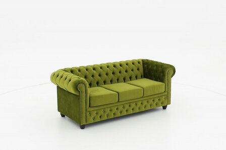 Chesterfield Bank Original Fluweel | 3-zits | Groen | 12 jaar garantie
