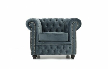 Chesterfield Fauteuil Original Fluweel | Grijs | 12 jaar garantie